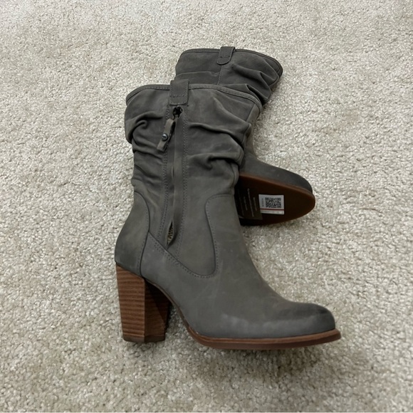 Ugg Australia Dayton Slouchy Gray Leather Mid Calf Heeled Boots Size 5 “NEW”, - Picture 6 of 16